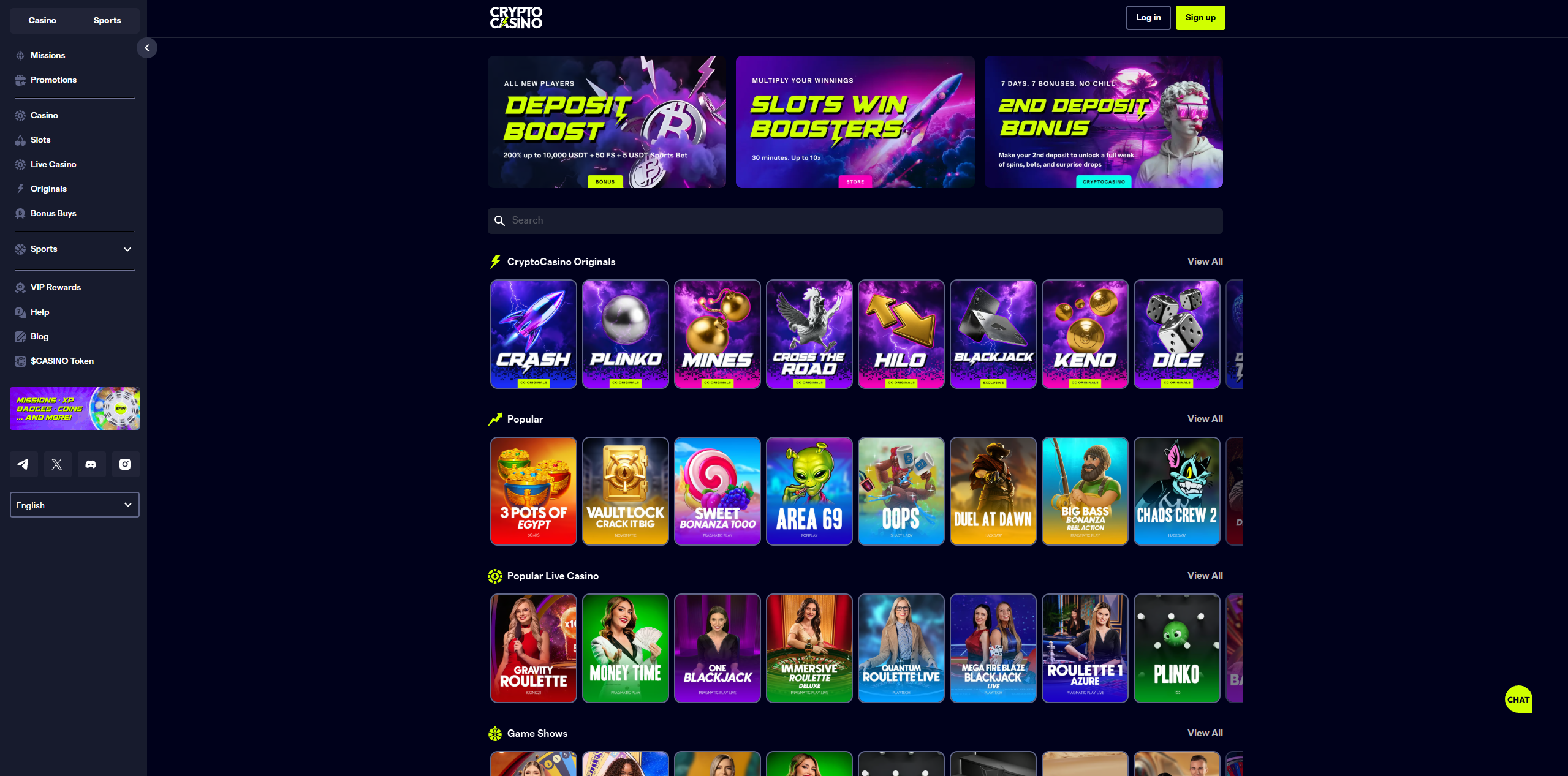 CryptoCasino crypto casino homepage